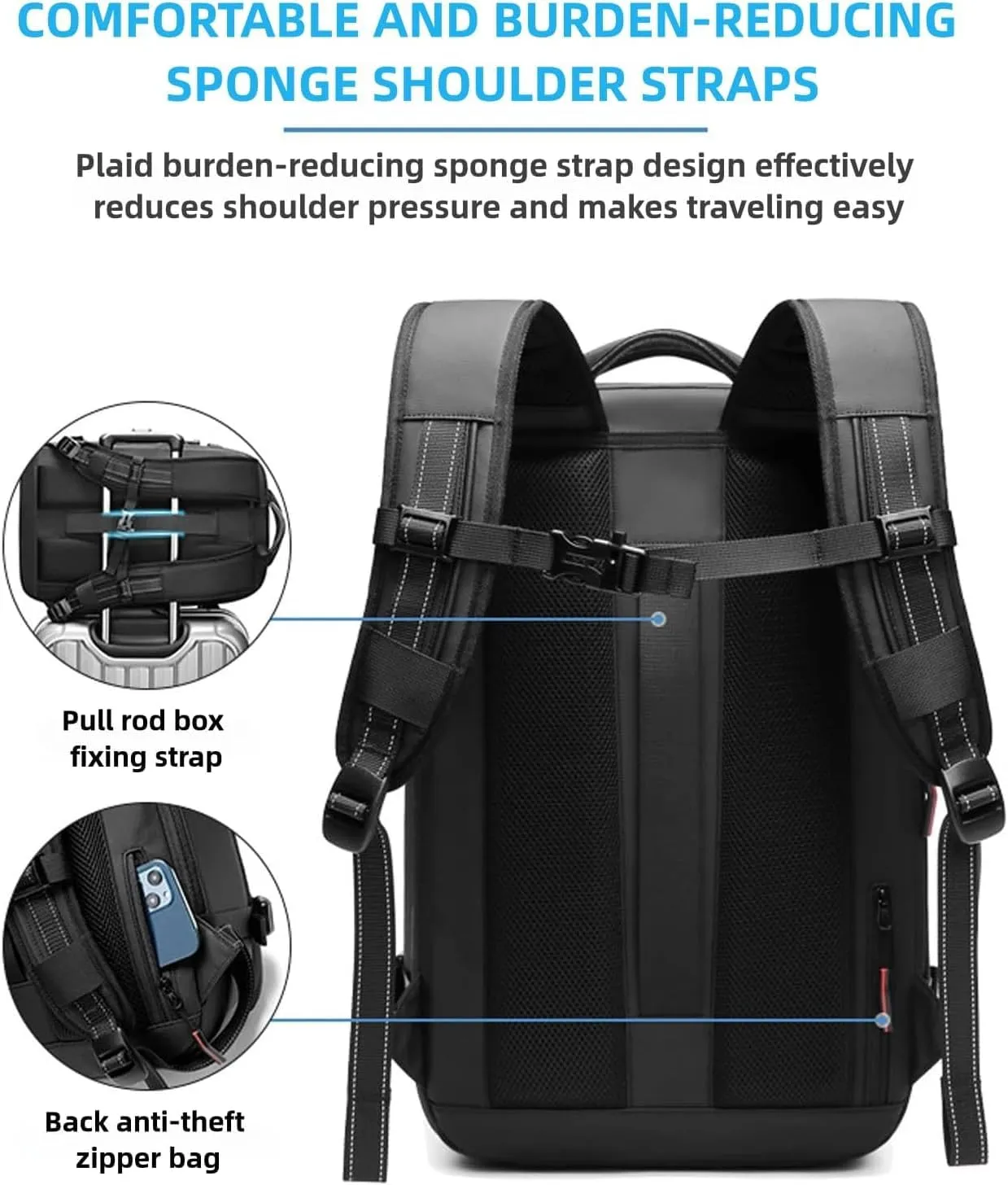 Voyagevac Backpack, Vacpack Backpack with Vacuum,Capacity Expandable Bag with Vacuum Compression Waterproof Pack for Travel (Black)