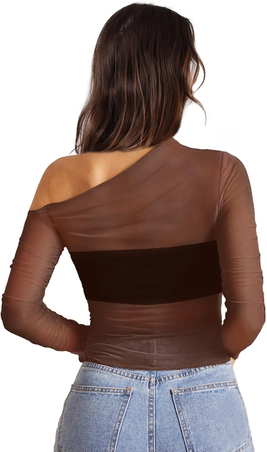 WIHOLL Womens Mesh Sheer Tops Sexy Crew Neck Summer Loose FIt Party Clubwear Shirts