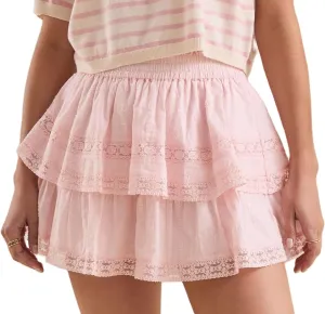 Women Layered Lace Shorts Floral Print Elastic Waist Ruffle Tiered Short Y2k Flowy Skort Beach Going Out