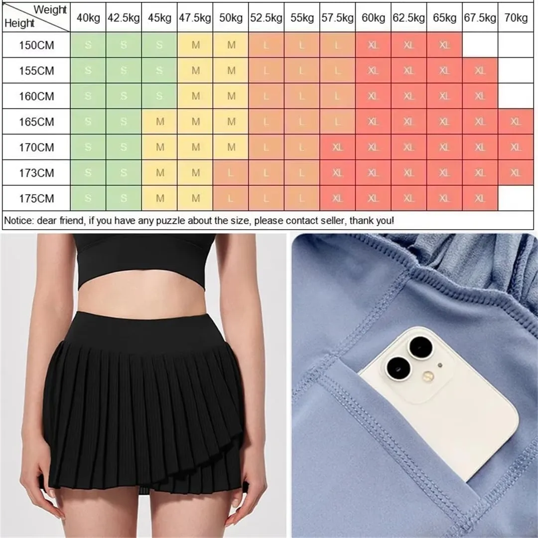 Women Outdoor Tennis Skirt Golf Sports Gym Workout Shorts High Waist Fitness Running Dancing Skort