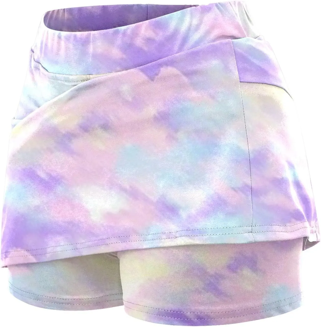 Womens Athletic Skorts Elastic High Waisted Tennis Skirts with Shorts Cute Preppy Mini Skirt with Pockets Casual Yoga Skort