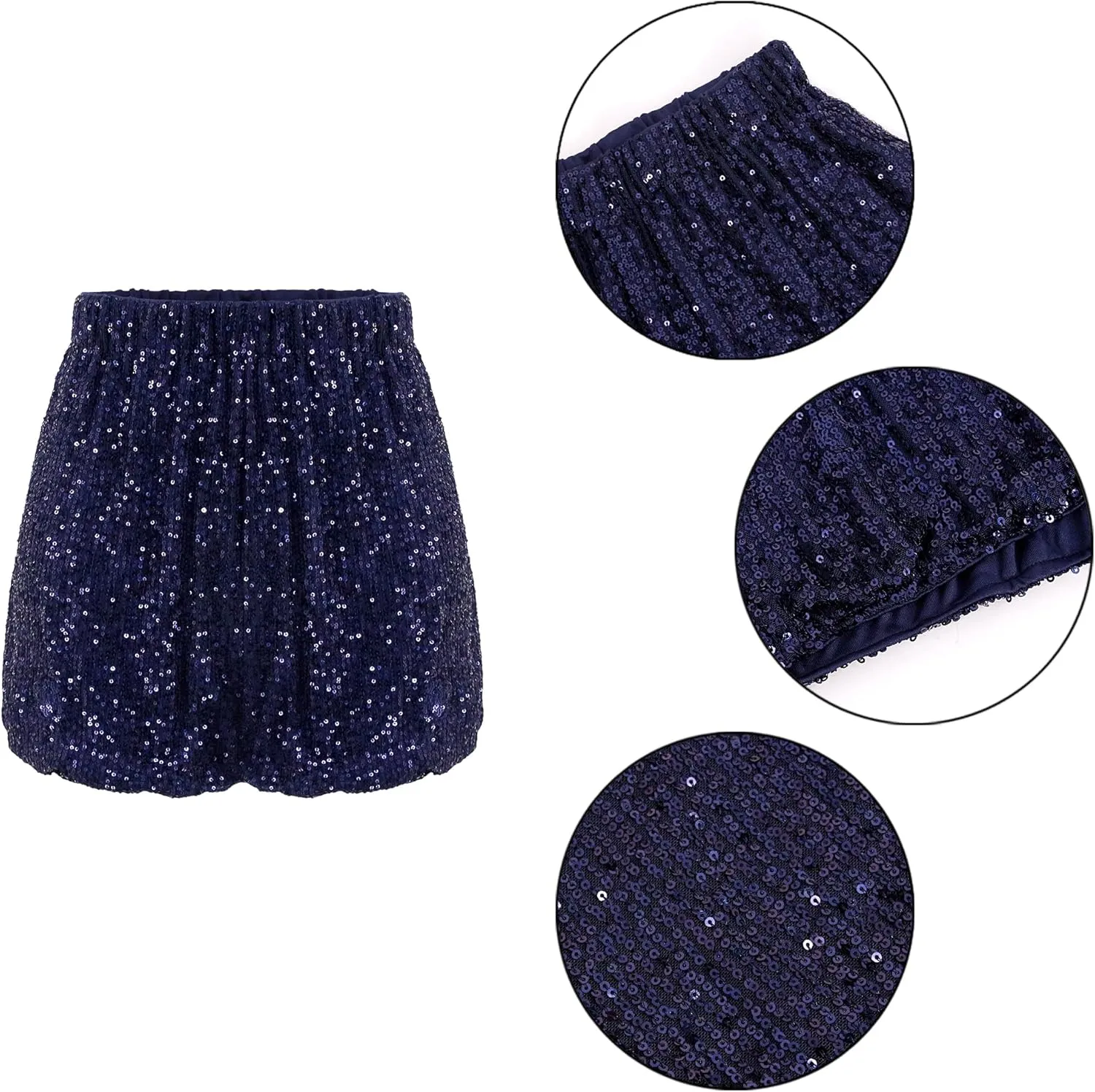 Women's High Waist Casual Sequin Elastic Sparkly Hot Pants Party Glitter Club Straight Leg Shorts