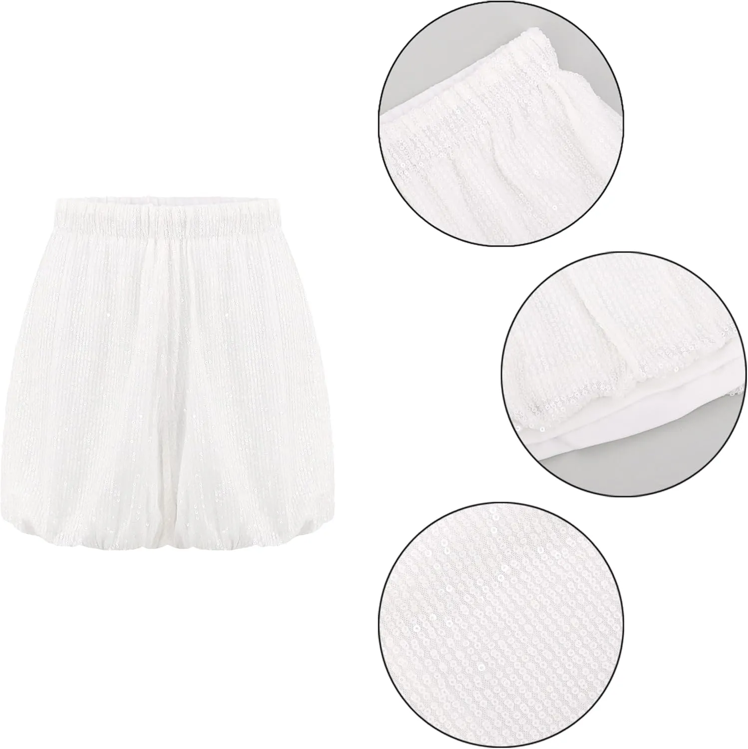 Women's High Waist Casual Sequin Elastic Sparkly Hot Pants Party Glitter Club Straight Leg Shorts