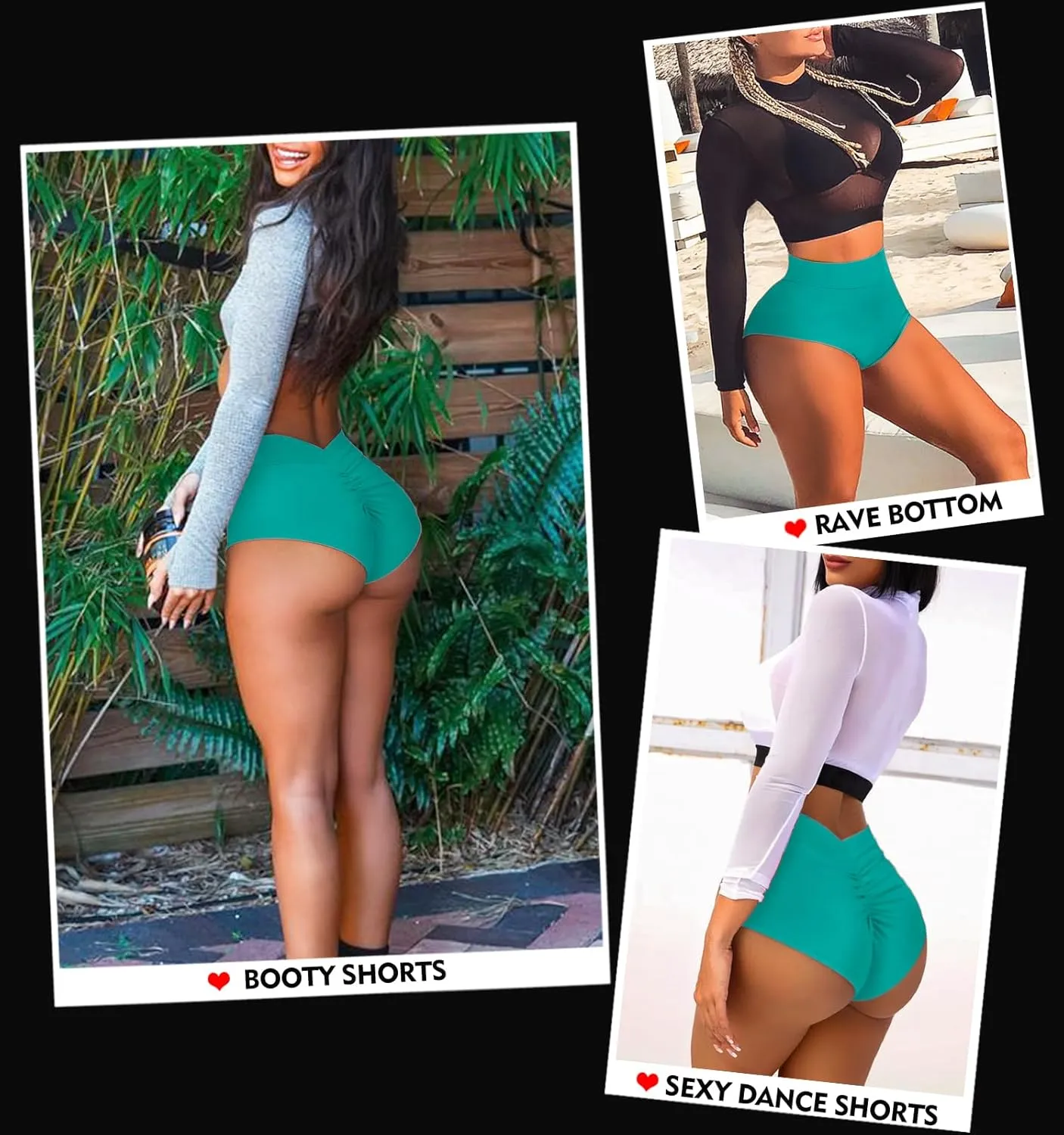 Women's High Waist Yoga Booty Shorts V Back Scrunch Gym Workout Spandex Dance Hot Pants Butt Lifting Rave Bottoms