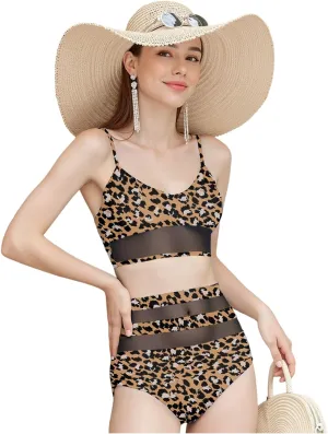 Womens High Waisted Bikini Swimsuits for Women 2025 Tummy Control Color Block Bathing Suits Two Piece Swimwear Sets