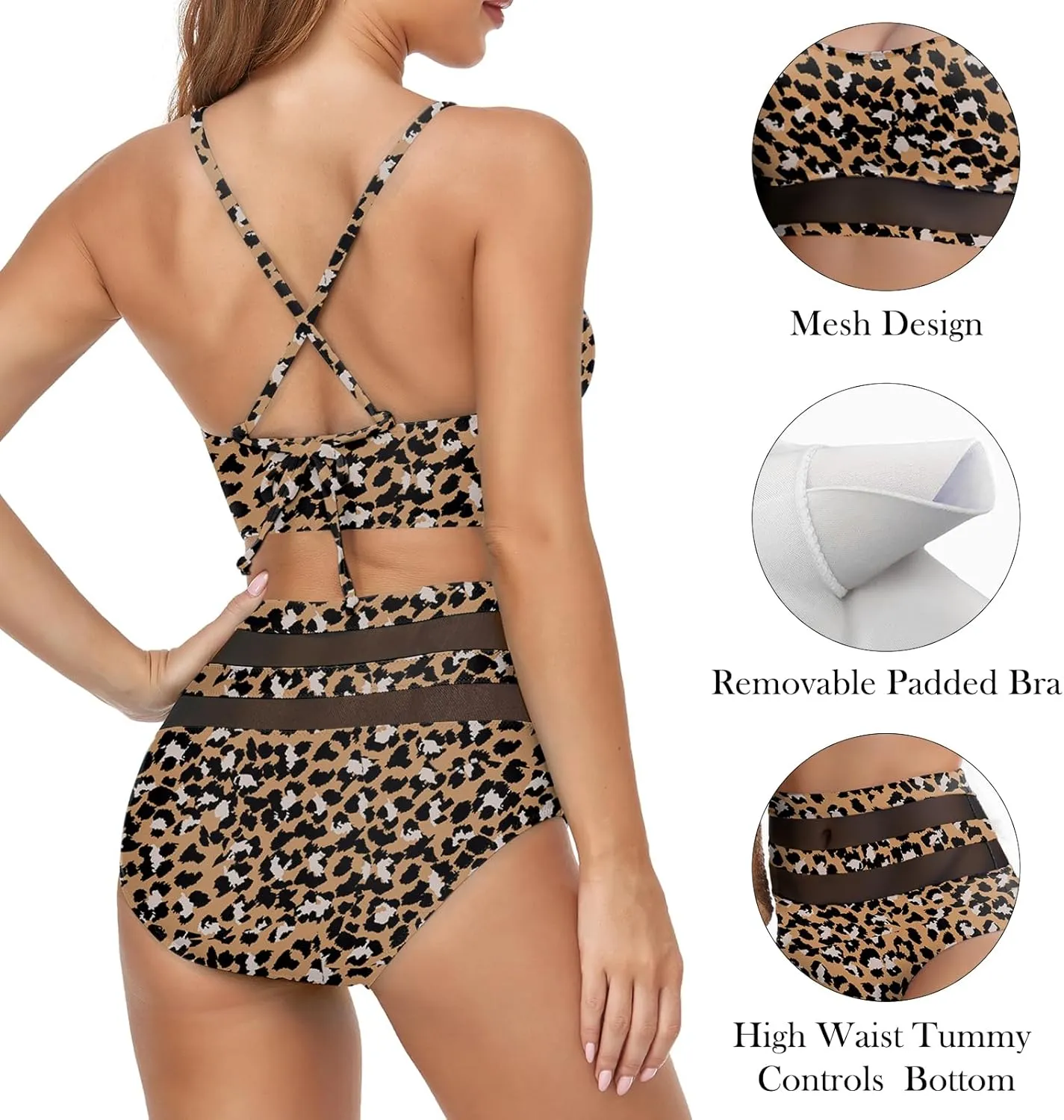 Womens High Waisted Bikini Swimsuits for Women 2025 Tummy Control Color Block Bathing Suits Two Piece Swimwear Sets