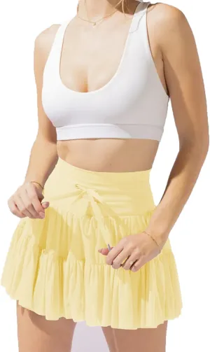 Women's Mini Pleated Skirt High Waisted Ruffle Tennis Skirts Sports Skater Running Skorts with Shorts Pockets