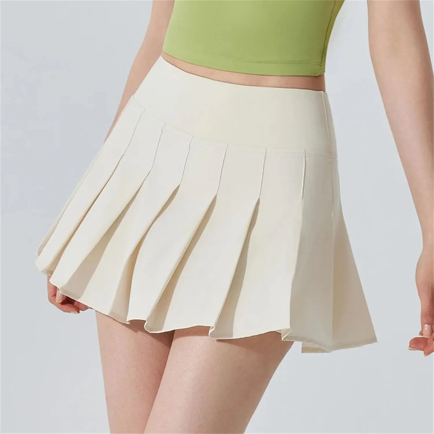 Womens Mini Pleated Skirts High Waisted A-Line Golf Athletic Skort Tennis Skater Skirts with Lining Shorts