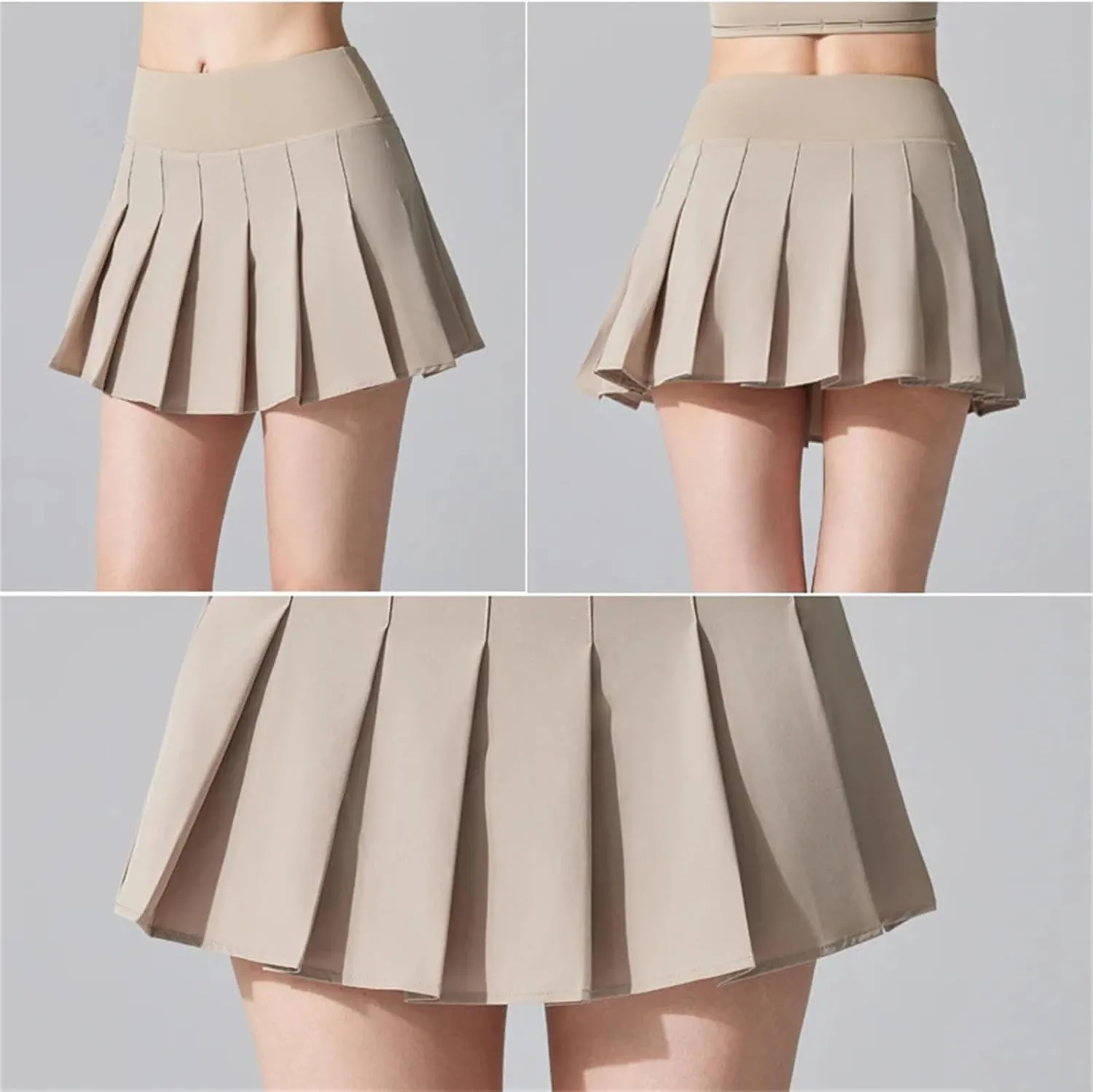 Womens Mini Pleated Skirts High Waisted A-Line Golf Athletic Skort Tennis Skater Skirts with Lining Shorts