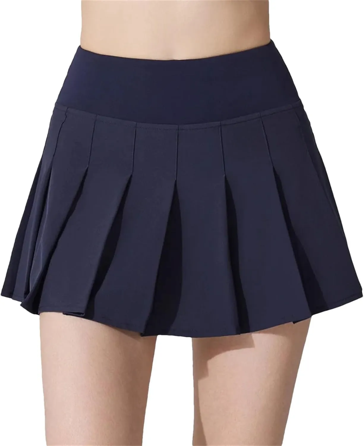 Womens Mini Pleated Skirts High Waisted A-Line Golf Athletic Skort Tennis Skater Skirts with Lining Shorts
