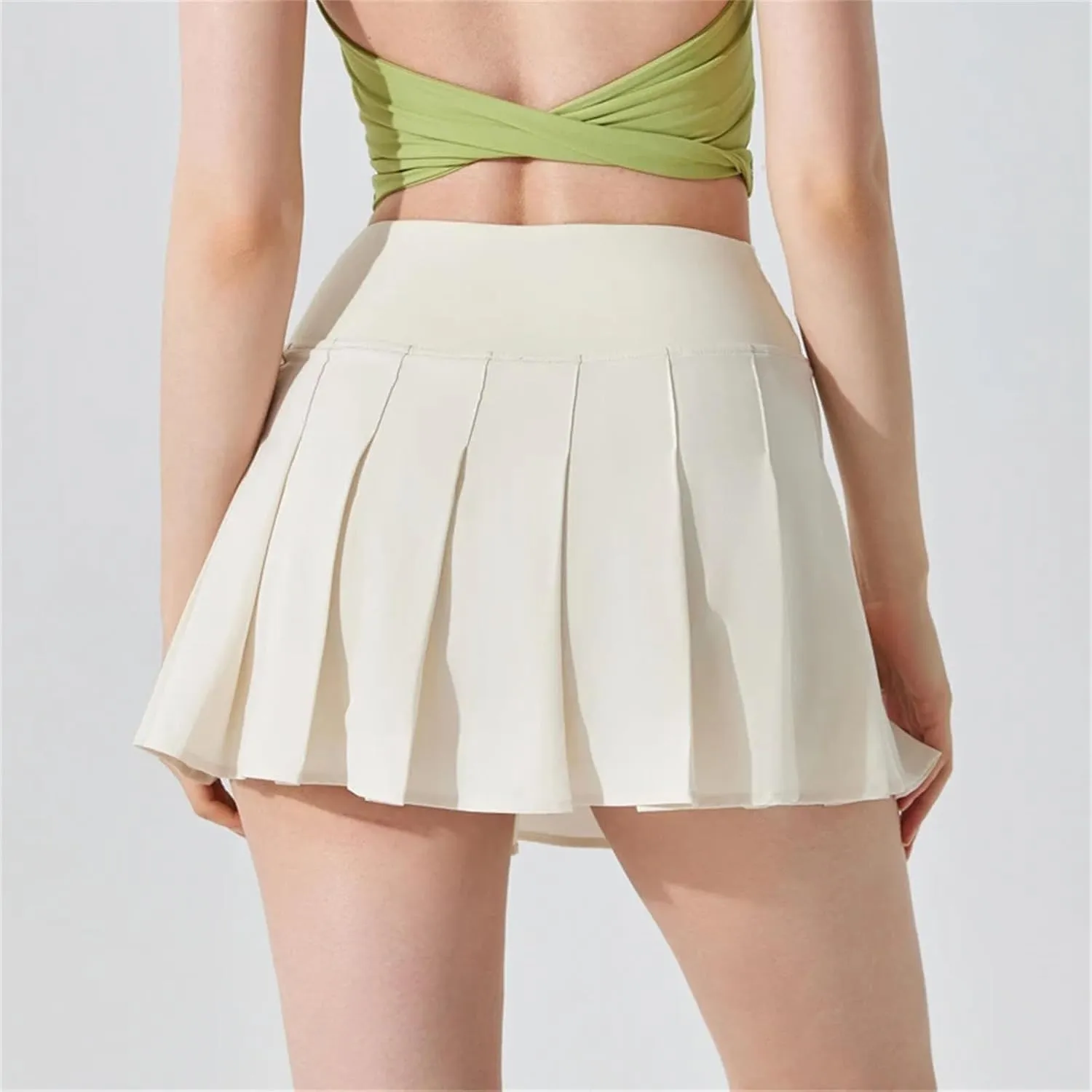 Womens Mini Pleated Skirts High Waisted A-Line Golf Athletic Skort Tennis Skater Skirts with Lining Shorts