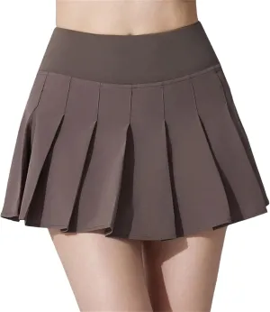 Womens Mini Pleated Skirts High Waisted A-Line Golf Athletic Skort Tennis Skater Skirts with Lining Shorts
