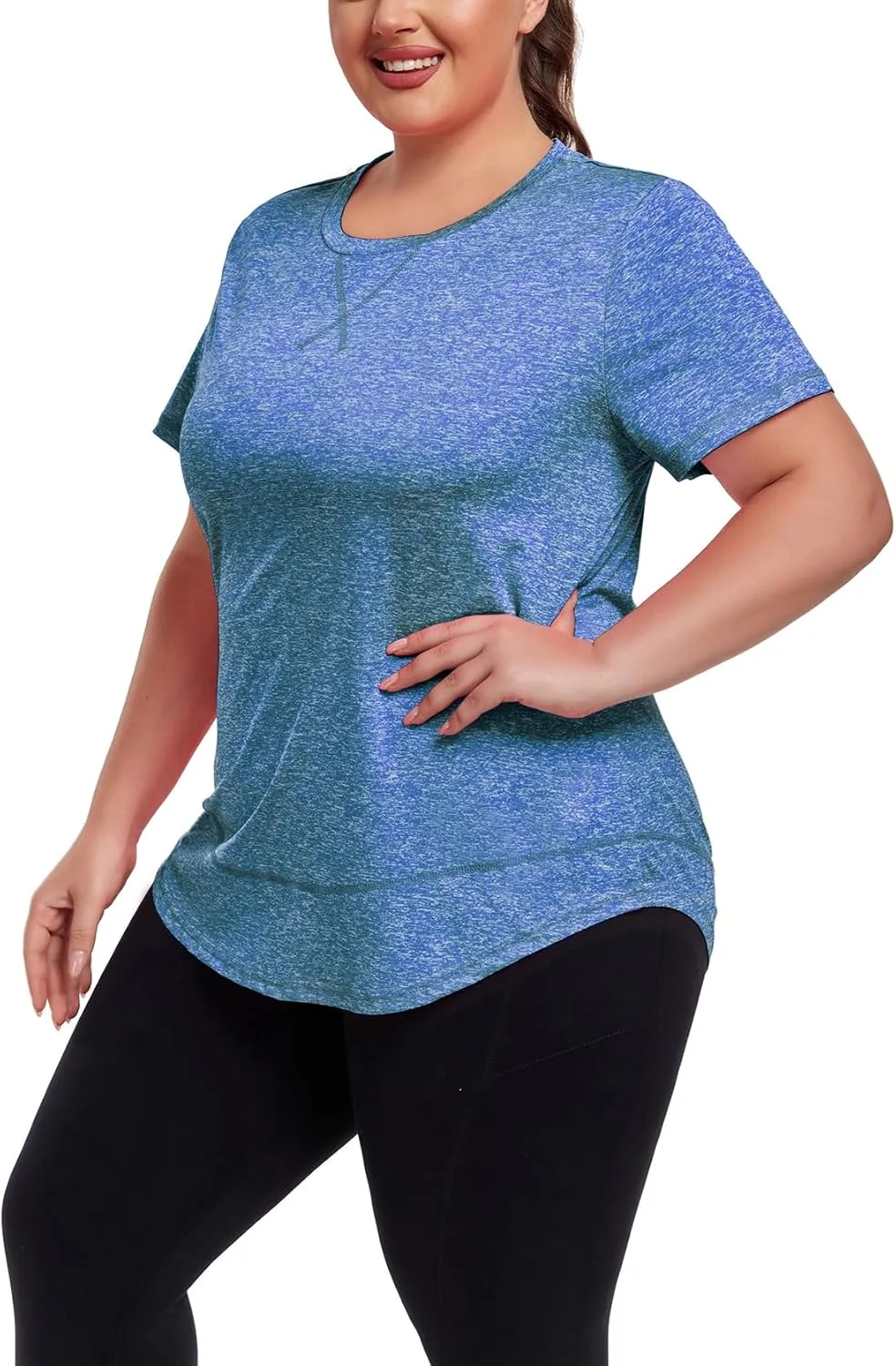 Women's Plus Size Workout Tops Short Sleeve Loose fit Shirts Athletic Gym Yoga Clothing