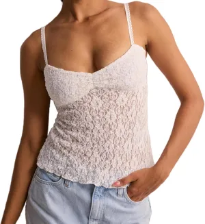 Womens Sexy Lace Trim Camisole Tank Tops Y2k Slim Fit Corset Going Out Streetwear Crop Spaghetti Strap Cami Tops