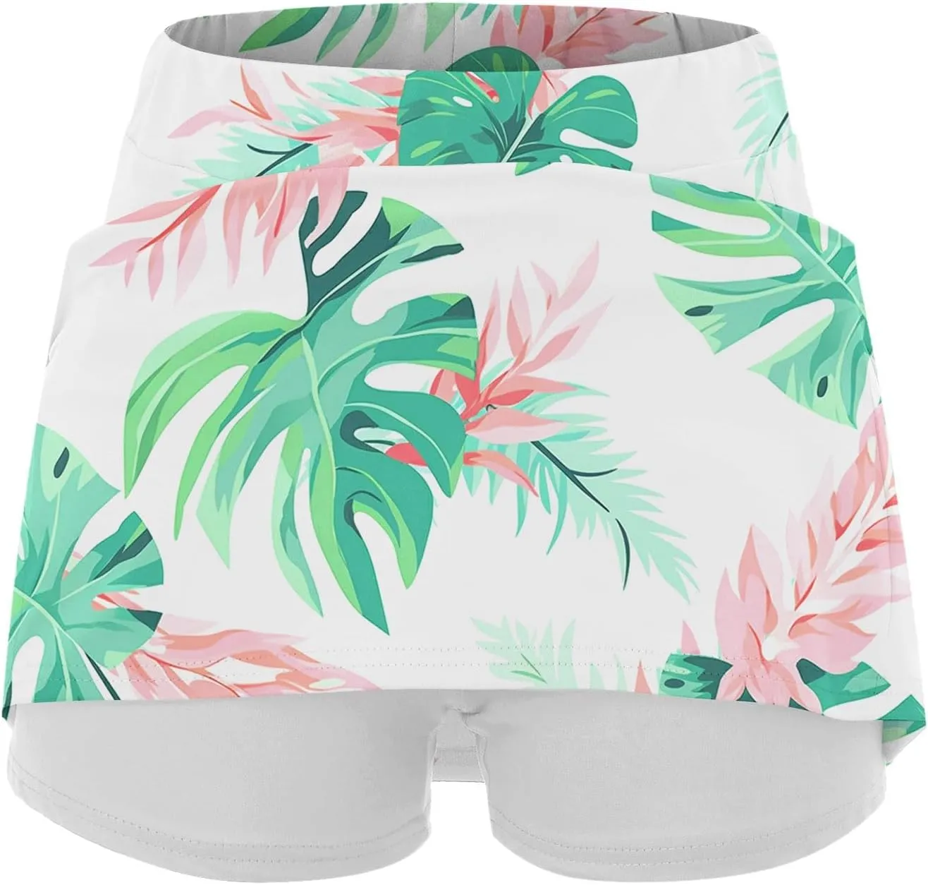 Womens Skorts with Pockets Tummy Control Floral Print Skorts High Waist Athletic Sports Pants Skirt Casual Shorts