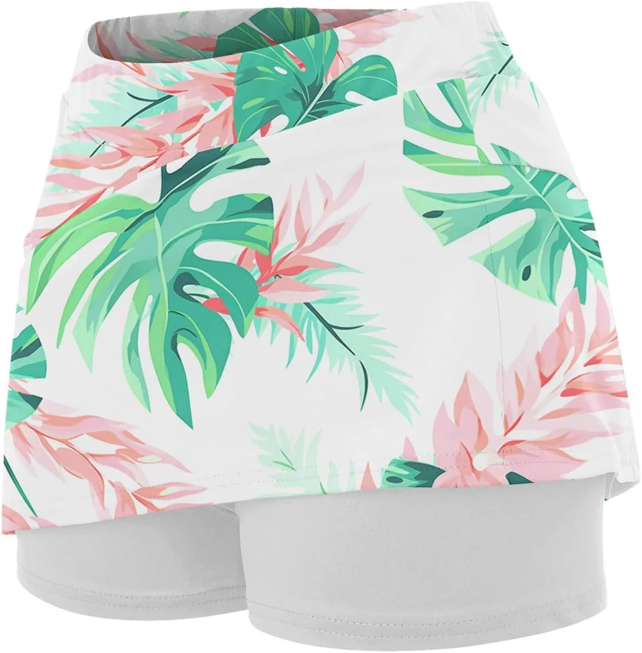 Womens Skorts with Pockets Tummy Control Floral Print Skorts High Waist Athletic Sports Pants Skirt Casual Shorts