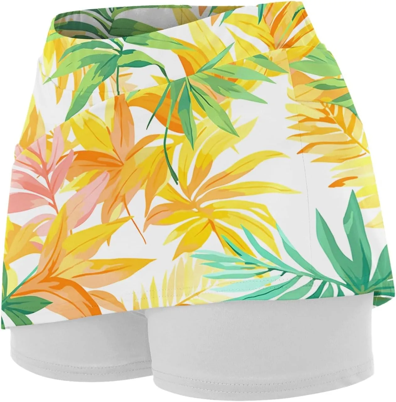 Womens Skorts with Pockets Tummy Control Floral Print Skorts High Waist Athletic Sports Pants Skirt Casual Shorts