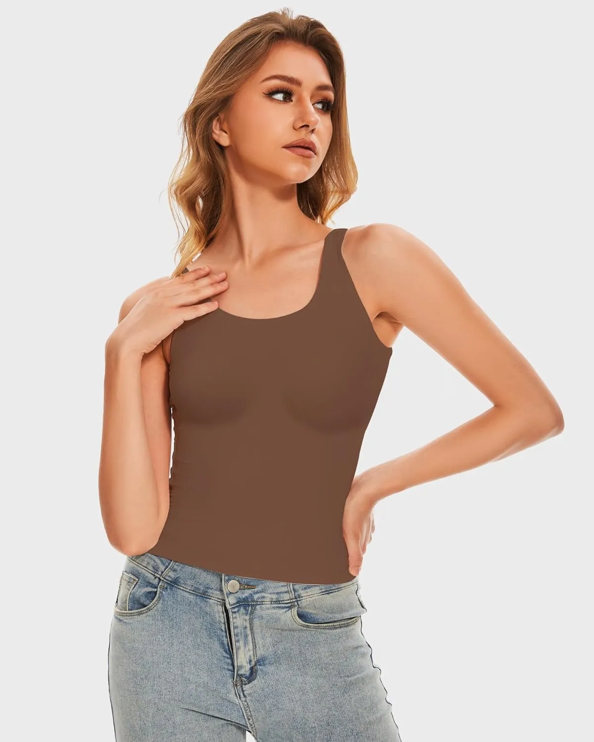 Women's Square Neck Tank Top Y2K Sleeveless Double Lined Going Out Basic Crop Tops Chic Collection