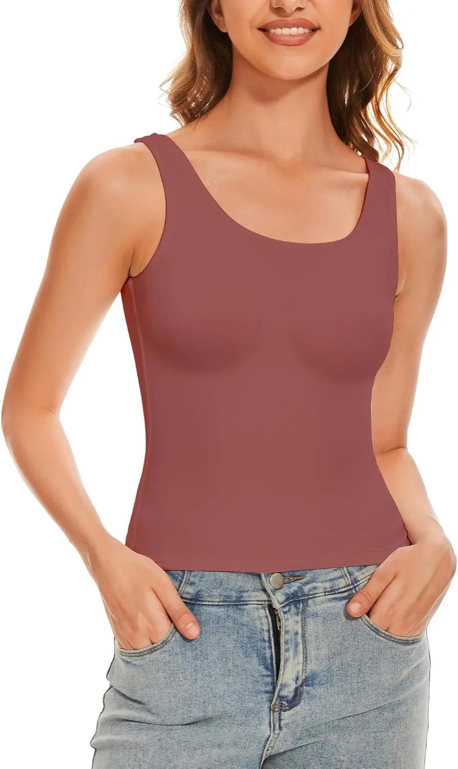 Women's Square Neck Tank Top Y2K Sleeveless Double Lined Going Out Basic Crop Tops Chic Collection
