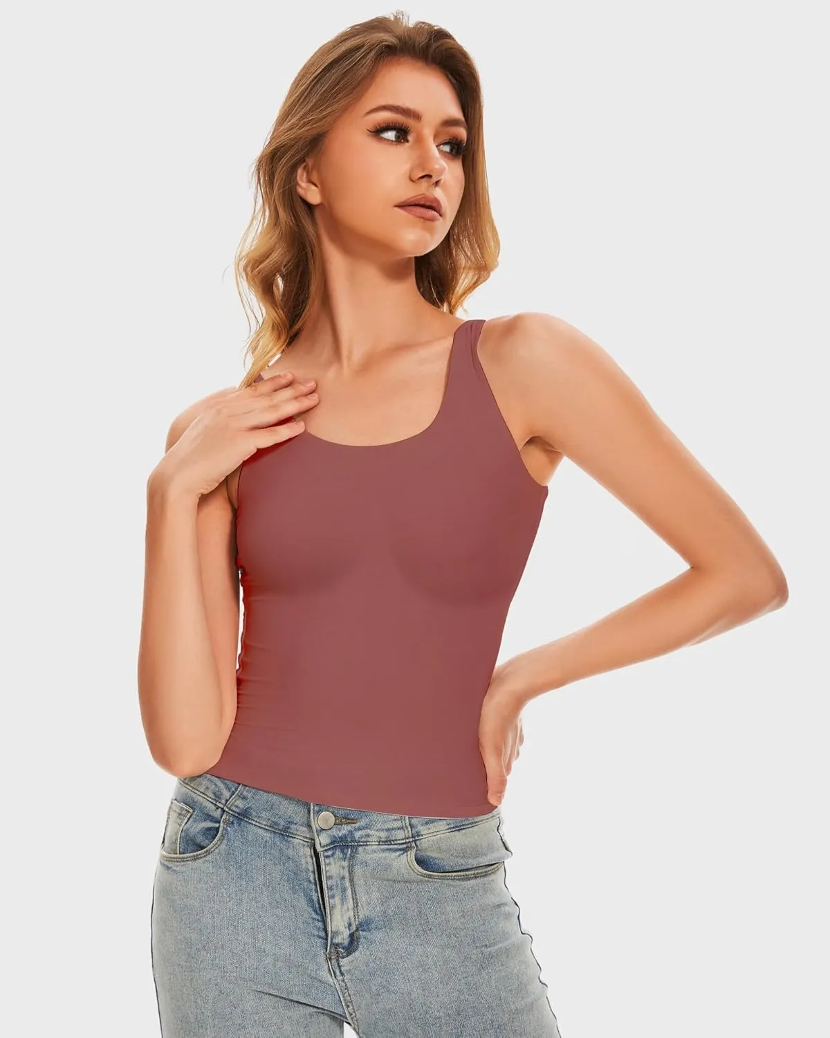 Women's Square Neck Tank Top Y2K Sleeveless Double Lined Going Out Basic Crop Tops Chic Collection