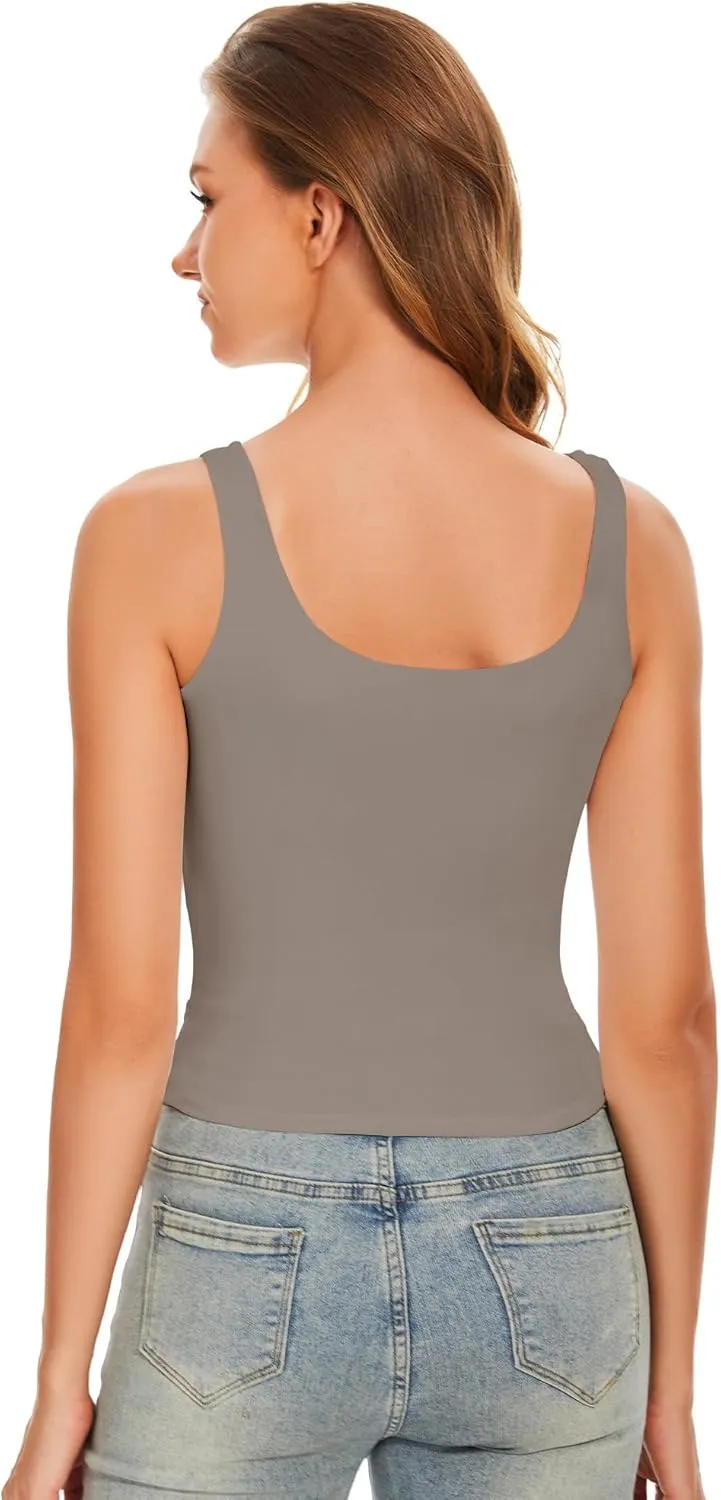 Women's Square Neck Tank Top Y2K Sleeveless Double Lined Going Out Basic Crop Tops Chic Collection