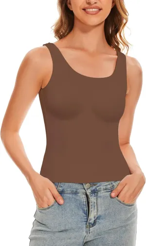 Women's Square Neck Tank Top Y2K Sleeveless Double Lined Going Out Basic Crop Tops Chic Collection