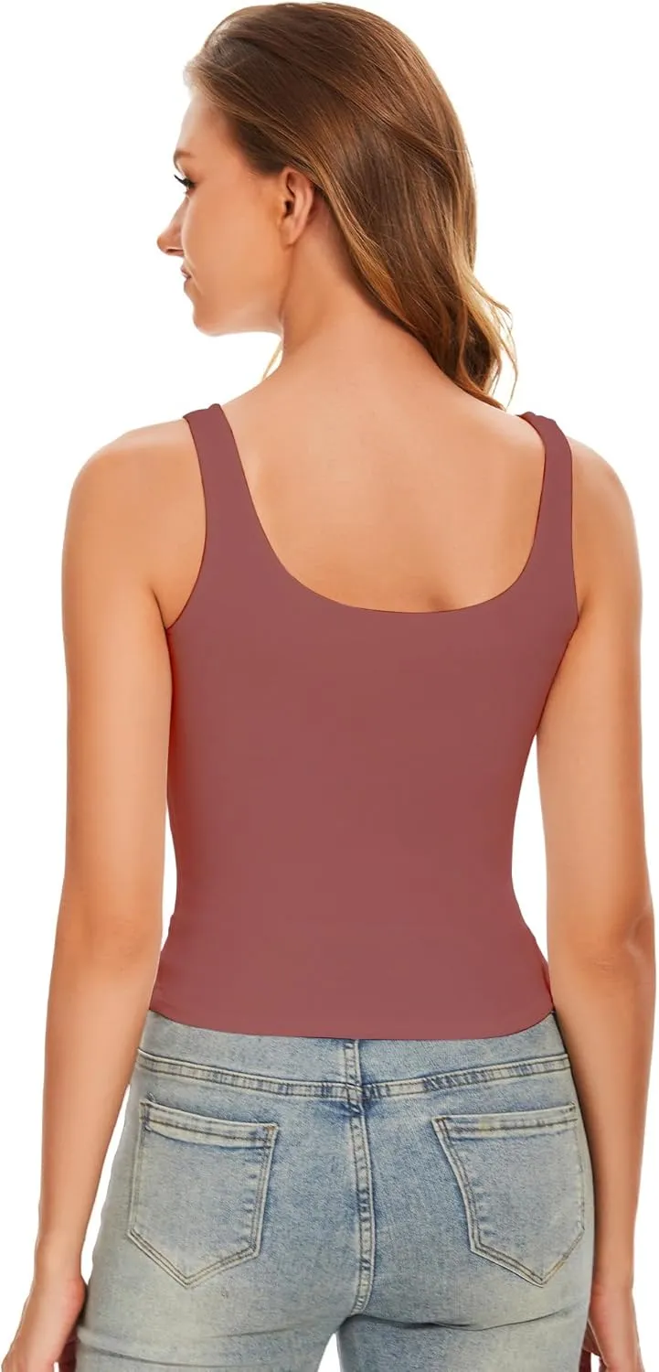 Women's Square Neck Tank Top Y2K Sleeveless Double Lined Going Out Basic Crop Tops Chic Collection