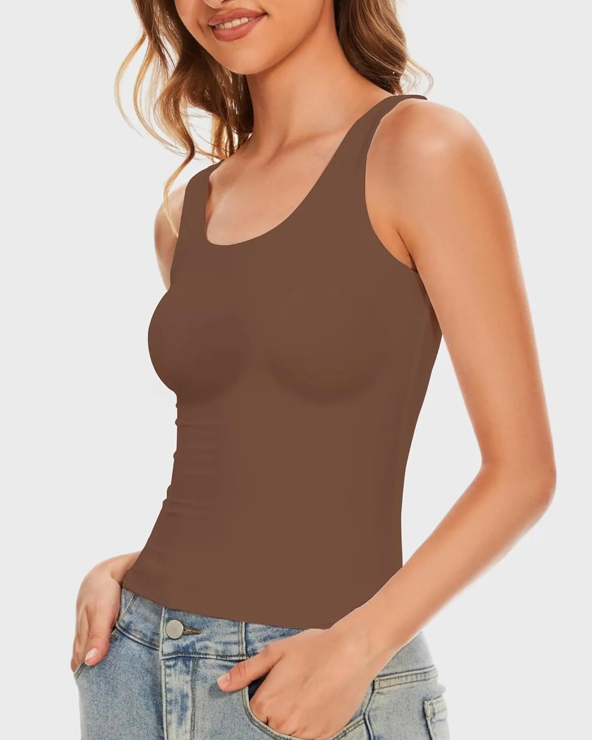Women's Square Neck Tank Top Y2K Sleeveless Double Lined Going Out Basic Crop Tops Chic Collection