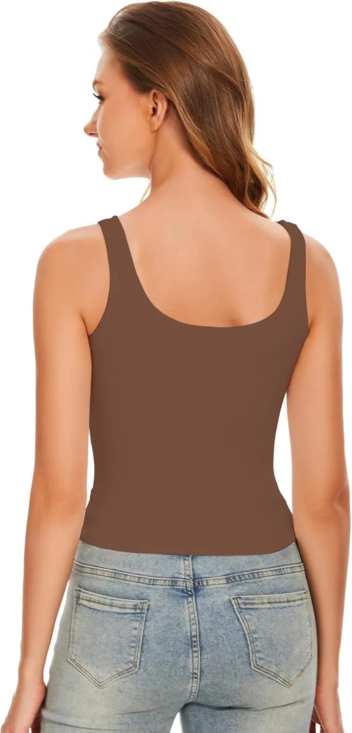 Women's Square Neck Tank Top Y2K Sleeveless Double Lined Going Out Basic Crop Tops Chic Collection
