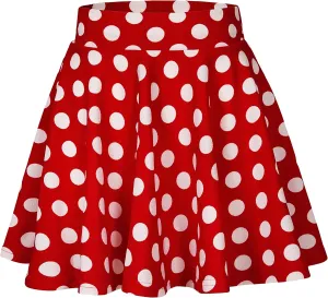Women's Stretchy Waist Pleated Mini Skater Skirt Casual Flared Outfit Skirts for Women