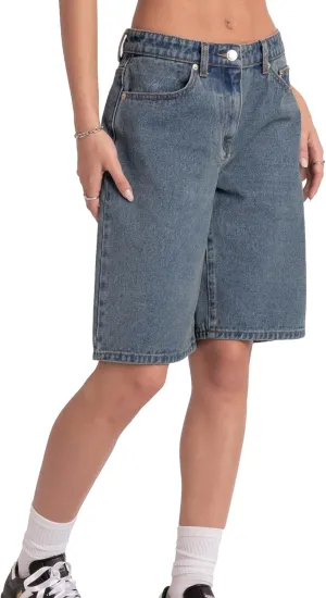 Women's Summer Mid Rise Long Jean Shorts Bermuda Straight Leg Denim Jorts