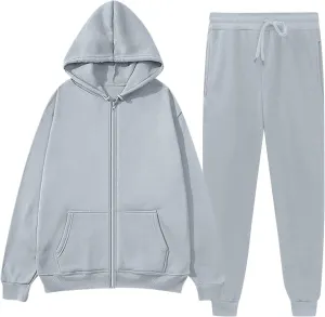 Womens Sweatsuits 2 Piece Set Oversized Workout Sets Lounge Sweatshirt with Pockets Jogger Hoodies and Pants Sets