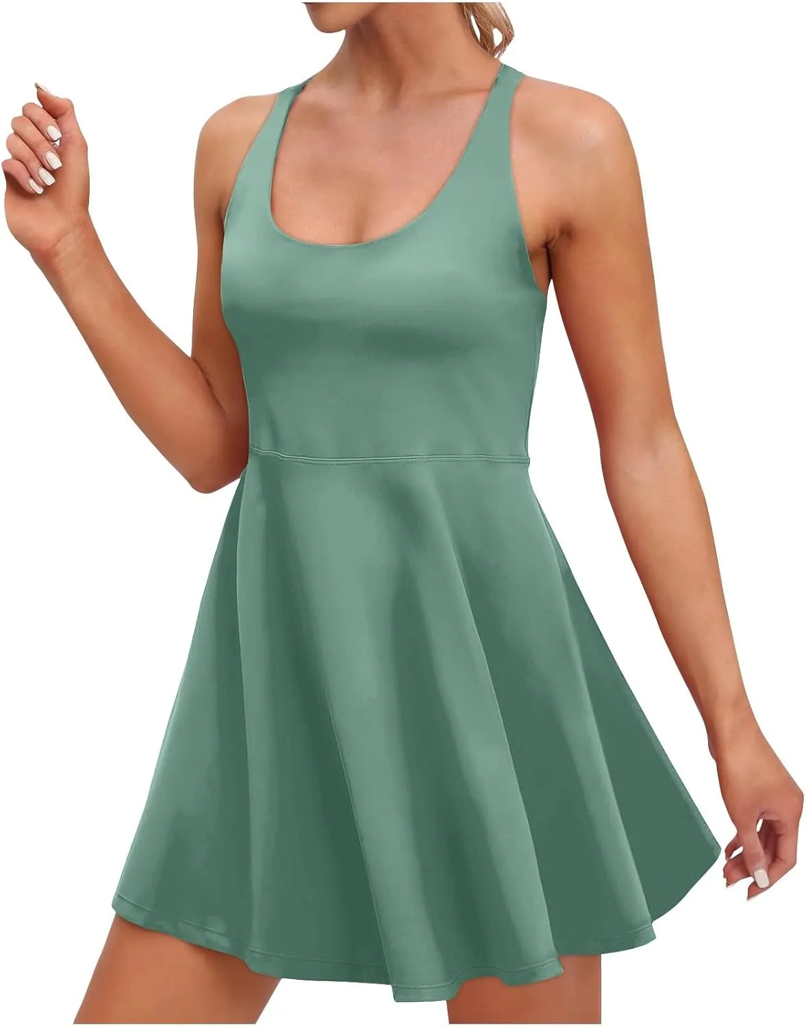 Womens Tennis Dress with Built in Shorts & Bra Adjustable Straps Athletic Workout Romper Dress Cute Mini Golf Dresses