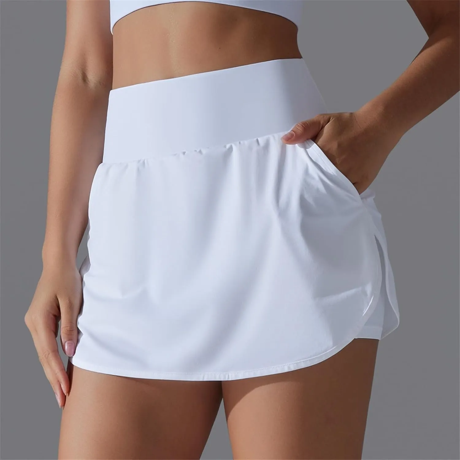 Womens Tennis Skorts Casual Trendy Skirt with Built-in Shorts Slimming Solid Golf Yoga Skort Summer Athletic Outfit