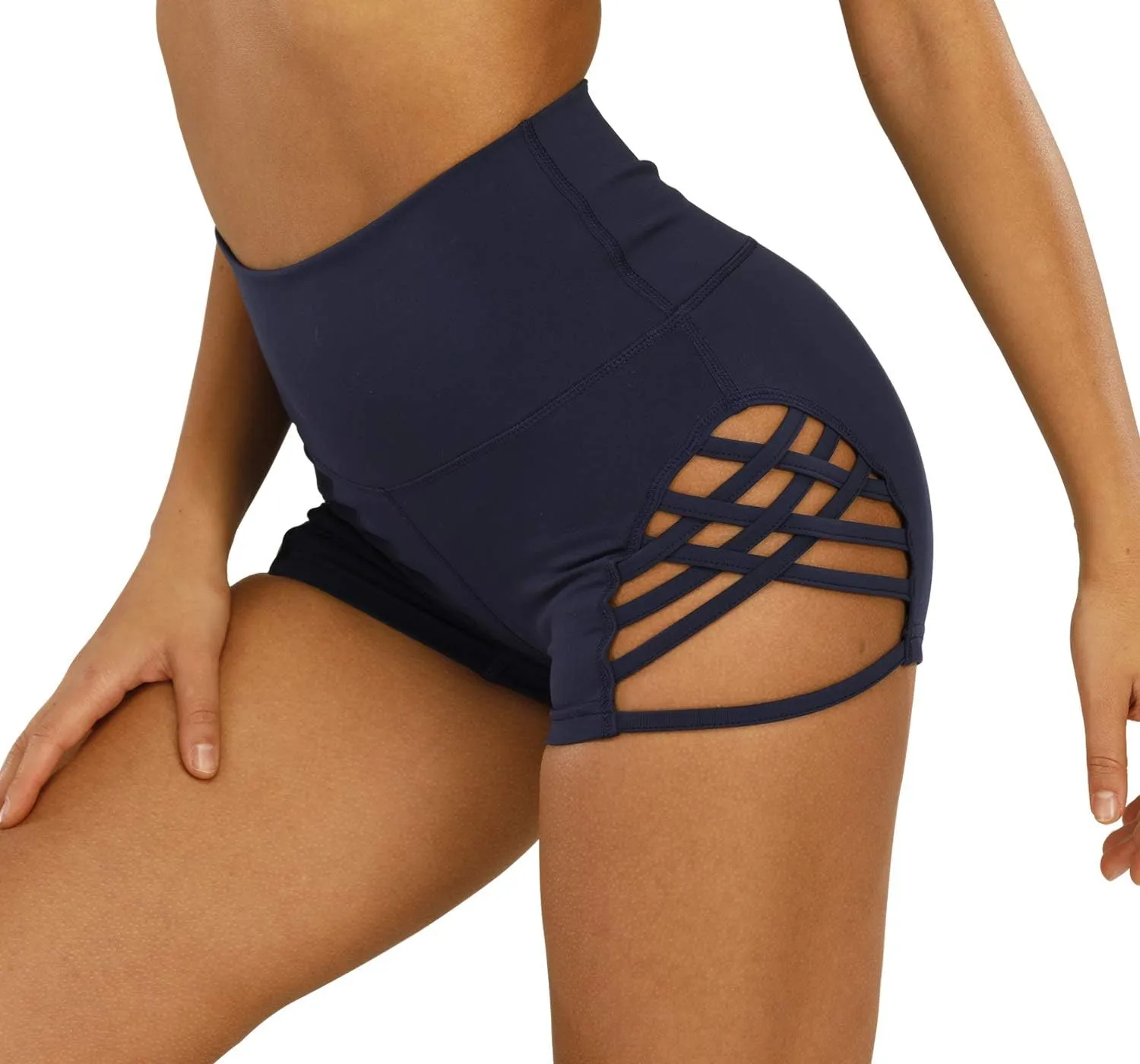 Women's Workout Athletic High Waisted Butt Lifting Bandage Sports Gym Yoga Booty Shorts