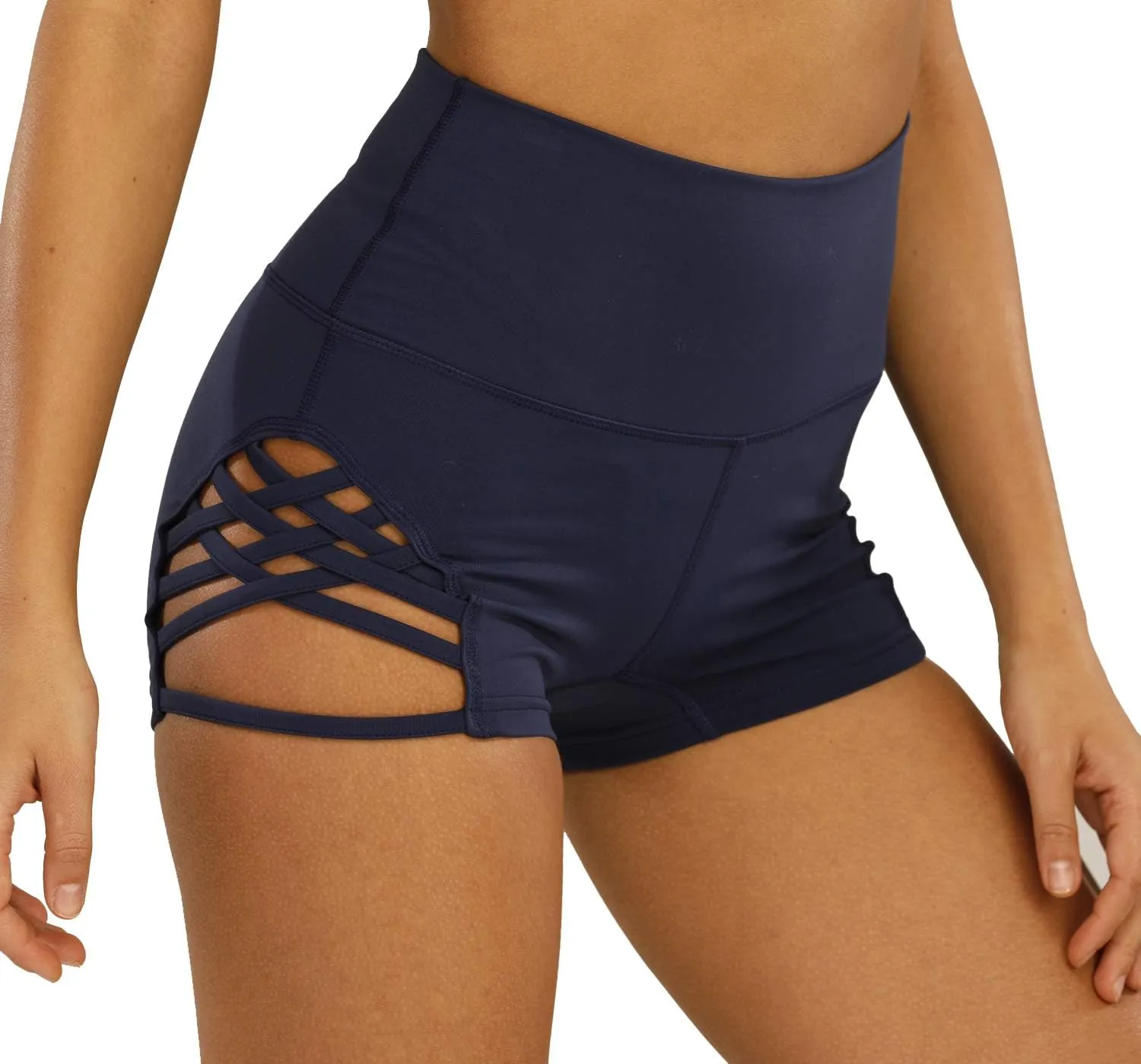 Women's Workout Athletic High Waisted Butt Lifting Bandage Sports Gym Yoga Booty Shorts