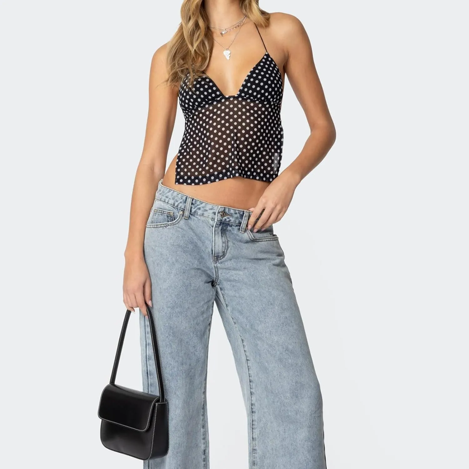 Y2k Tank Top Women Sexy Spaghetti Strap Sleeveless Backless Camisole Mesh Low V Neck Lace Trim Crop Cami Going Out