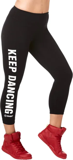 Zumba Fitness Dance Workout Active Compression Print Capri Leggings for Women